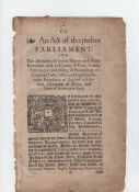 English Civil War two Parliamentary orders both dated 1649 each 1p folio good condition. The first