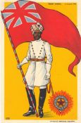 India WWI – Sikh officer in France patriotic war propaganda postcard showing a Sikh with the British