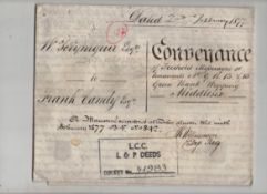 London three 19th c indentures on parchment relating to London properties including those at