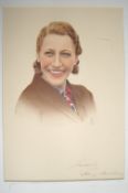 Autographs – Aviation – Amy Johnson fine portrait showing her hs smiling and looking slightly to her