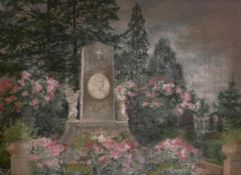 Original art – Geli Raubel’s Grave a remarkable painting in oil on canvass showing her grave with