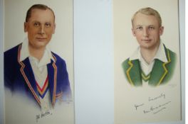 Autographs – Cricket – Don Bradman and Jack Hobbs fine double portrait showing Bradman and Hobbs