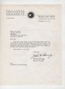 Autograph – Astronauts – John Glenn early tls ‘John H Glenn Jr’ signed as Lt Colonel USMC Mercury