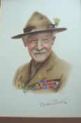 Autographs – Robert Baden Powell fine portrait showing him hs looking seriously slightly to his left