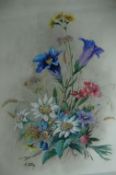 Attributed to Hitler Alpine Bouquet with Edelweiss 38 x 27.5cm signed A. Hitler to left bottom