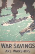 WWII – Poster – Norman Wilkinson War Savings are Warships – classic Norman Wilkinson image of a