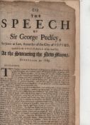 Oxford 1685 ‘The Speech of Sir George Pudsey at the swearing of the new Mayor September 30 1685’