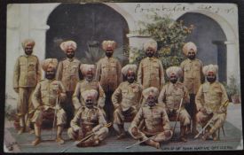 India WWI postcard – Sikh Native Officers Coloured vintage TUCKS postcard of a Group of Sikhs