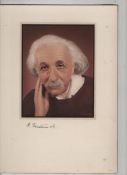 Autographs – Albert Einstein – theoretical physicist fine portrait showing Einstein hs looking