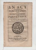 English Civil War – Oliver Cromwell – An Act for the taking away of Purveyance and composition for