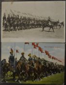 India WWI Postcard – Indian Cavalry marching to Front – two patriotic vintage postcards one titled