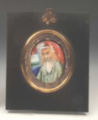 India Punjab Sikh Maharajah of Patiala portrait c1860s. Antique Miniature portrait of the ruler of