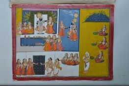 Indian Miniature Painting c18th c a fine depiction of the God Krishna being given offerings by