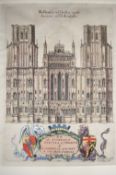 Ephemera – original prints – Wells Cathedral engraving of the West Front of the cathedral hand