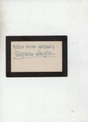 Autograph – tennis – Suzanne Lenglen Wimbledon Champion 1919-1925 autograph note signed on a black