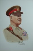 Autographs – Field Marshal Lord Wavell fine portrait showing him hs looking seriously to his left