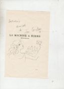 Autograph – Jean Cocteau – French author playwright and artist sketch in pencil of a female figure
