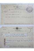 Churchill original telegram sent by Winston and Clementine Churchill dated May 27th 1955