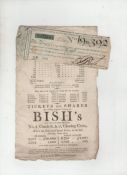 Lottery Ticket 1804 original lottery ticket for the Second Lottery of 1804 signed by Bish printed in