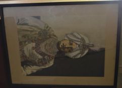 India – Watercolour of the Maharaja of Patiala. A fine watercolour on paper of HH Maharajah