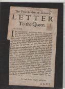 Queen Anne and the Glorious Revolution historic broadside dated 1688 entitled ‘The Princess Anne