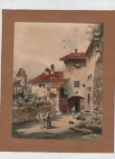 Attributed to Hitler Dürnstein a.d. Donau showing the old Towngate of the famous old town in the