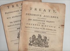 Russia two printed copies of treaties between Britain and Russia dated 1795 &1797 respectively