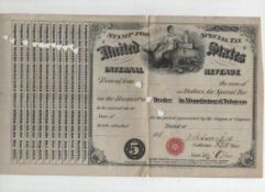 Ephemera – Tobacco attractive document dated 1870s being a US internal revenue certificate issued in