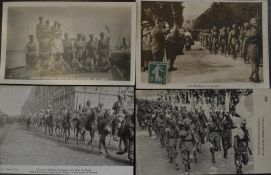 India WWI postcard – Indian Army Arriving in France. Four vintage postcards from 1914 showing