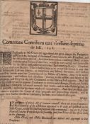 English Civil War rare broadside dated Guildhall London July 31st 1648 declaring the appointment