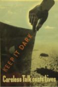 WWII – original allied propaganda warning poster ‘Keep it Dark – Careless Talk Costs Lives’. British