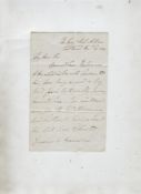 West Indies – Dominica – Lord Huntingdon autograph letter signed dated Spithead December 19th