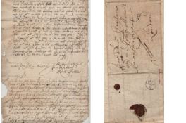 Industrial Revolution – postal history –Bishop Mark 1671 two letters on one sheet sent to Clayton