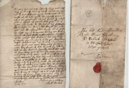 Postal history –Bishop Mark 1672 manuscript letter dated 1672^ concerning the finding of a cache