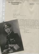 WWII – Erich Raeder^ head of the German Navy typewritten letter signed dated April 20th 1942