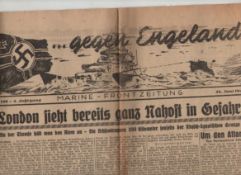 WWII – German Navy two copies of the German Navy newspaper ‘Gegen Engeland’ [Against England] with a