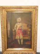 India – Oil on Canvas of the Maharajah Rajinder Singh of Patiala^ c1890s. Measures approximately