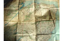 WWII an original German fighter pilot’s map of Scotland – original map of the Eastern Highlands area