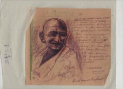 A fine original drawing of Gandhi possibly from life – original drawing of Gandhi showing him in a