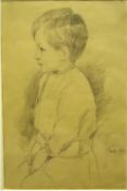 Original Art – Augustus John portrait sketch of a young child^ identified as the Shah of Persia^