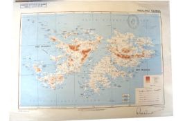 Falklands War – autograph – Sir Rex Hunt^ Civil Commissioner to the Falklands during the War map