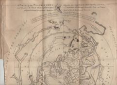 Antique Map – World from the North Pole antique map showing the world from the projection of the