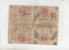 WWII – Regimental Christmas Card 1944 cyclostyled Christmas menu card produced by HQ 79C E&M Coy