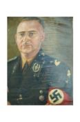 WWII – Heinrich Himmler – original art an official portrait in oils on canvas of Himmler shown in