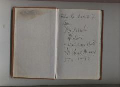 Autographs – science – Albert Einstein signature in ink on the inside cover of a Czech language book