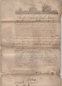 Maritime – a seaman’s will printed document with ms insertions dated 1783 being the last will and