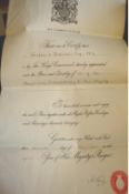 George V’s doctor in his final hours. Medical/Royalty two rare documents issued by the Lord