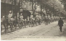 India Postcard Sikhs entering France during the Great War 1914.