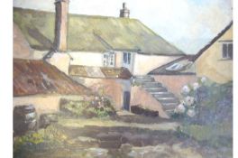 Devon – Winford large oil painting on board signed R Colbert with inscription to verso reading ‘