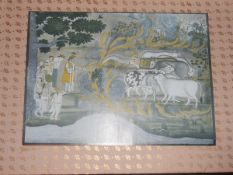 India Print of Krishna Hindu with gilt highlights